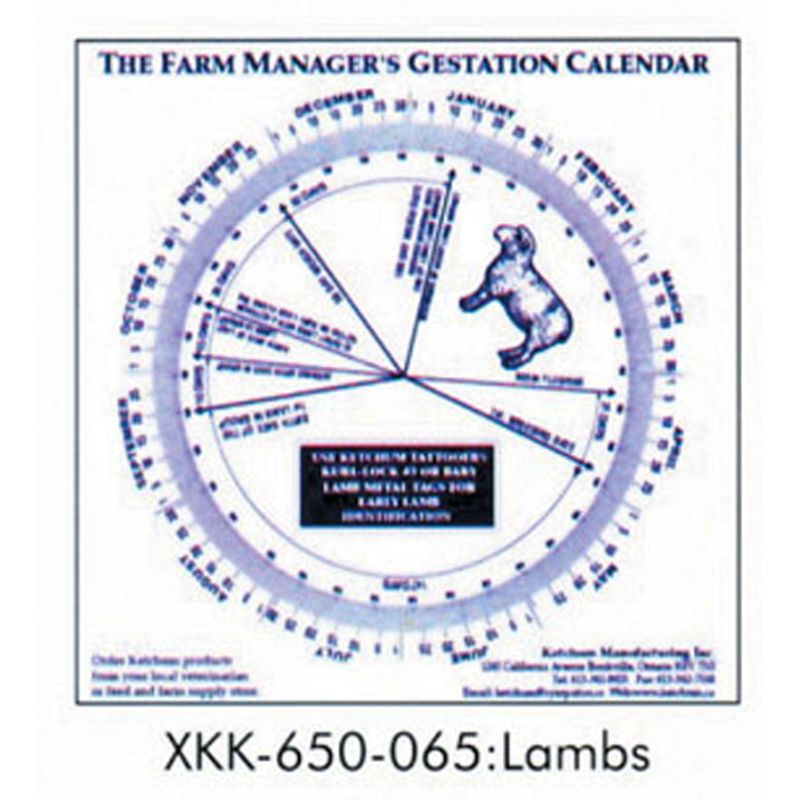 Gestation Calendar Lamb Rural Store